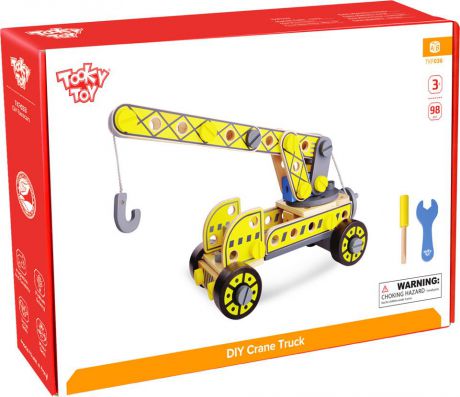 Конструктор деревянный Tooky Toy "Кран", TKF036, желтый