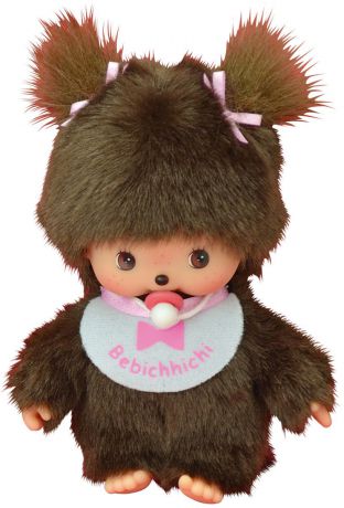 Мягкая игрушка Monchhichi Bebichhichi "Девочка в розовом слюнявчике", 15 см