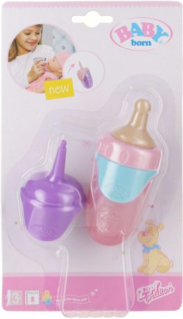 Аксессуар для кукол Baby Born "Бутылочка" 819-630, фиолетовый, голубой, розовый