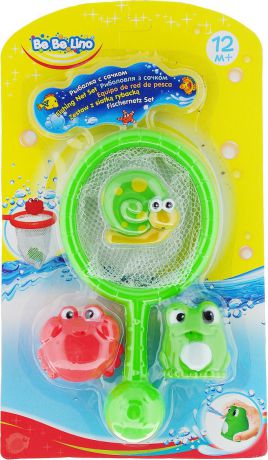 BebeLino Набор игрушек для ванной Рыбалка с сачком цвет зеленый