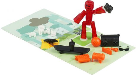 Фигурка с аксессуарами Stikbot "Стиль жизни", цвет: красный, оранжевый