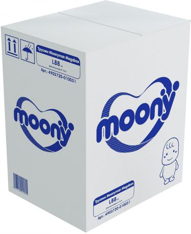 Подгузники-трусики Moony Man Megabox, для мальчика, 9-14 кг, размер L, 88 шт