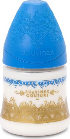 Бутылочка для кормления Suavinex Haute Couture, от 0 месецев, с силиконовой круглой соской, цвет: синий, 150 мл