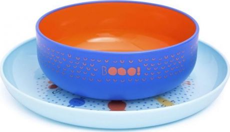 Набор посуды для кормления Suavinex Booo, от 4 месяцев: тарелка + миска, цвет: голубой