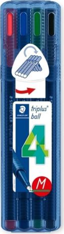 Набор шариковых ручек Staedtler Triplus Ball "Яркие цвета", 437MSB4, 0,5 мм, 4 цвета