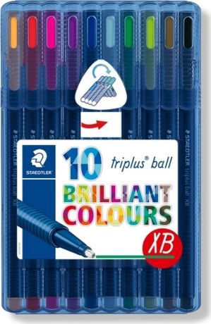 Набор шариковых ручек Staedtler Triplus Ball "Яркие цвета", 437XBSB10, 0,7 мм, 10 цветов