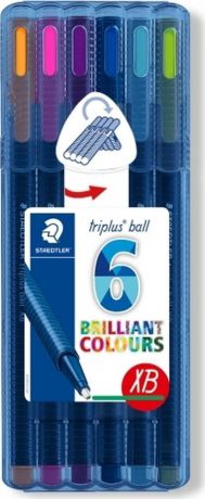 Набор шариковых ручек Staedtler Triplus Ball "Яркие цвета", 437XBSB6, 0,7 мм, 6 цветов