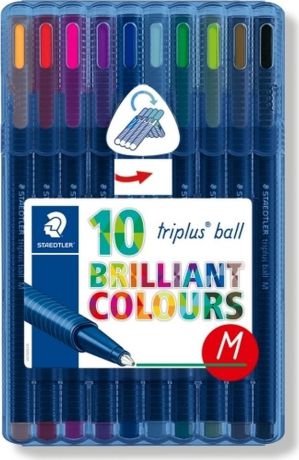 Набор шариковых ручек Staedtler Triplus Ball "Яркие цвета", 437MSB10, 0,5 мм, 10 цветов