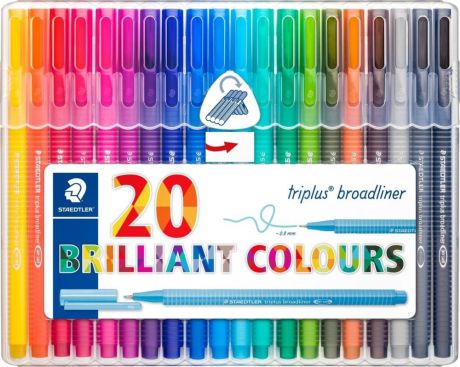 Набор капиллярных ручек Staedtler Triplus Broadliner "Яркие цвета", 338SB20, 0,8 мм, 20 цветов