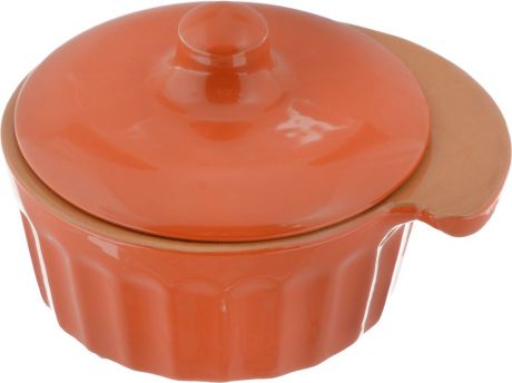 Кокотница Борисовская керамика "Ностальгия", цвет: ярко-оранжевый, 200 мл
