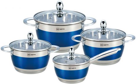 Набор посуды "Rainstahl", цвет: синий, 8 предметов. 1818-08RSCWBlue