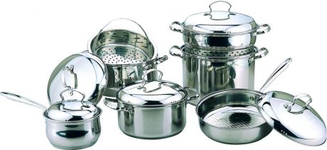 Набор посуды для приготовления Bekker, цвет: серебристый, 12 предметов. BK-2566