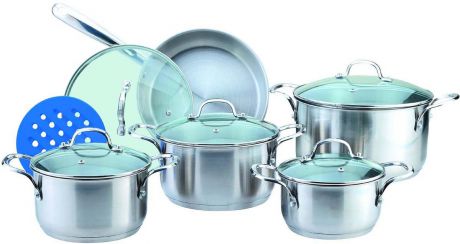 Набор посуды для приготовления Bekker, цвет: серебристый, 11 предметов. BK-2870