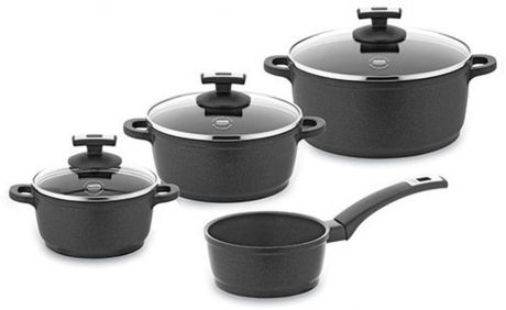 Набор посуды для приготовления Berndes Ecofit, с крышками, цвет: черный, 7 предметов