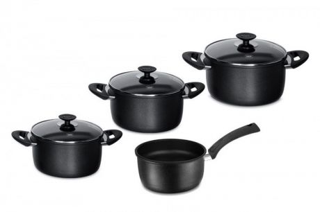Набор посуды для приготовления Berndes Alu-Specials, с крышками, цвет: черный, 7 предметов