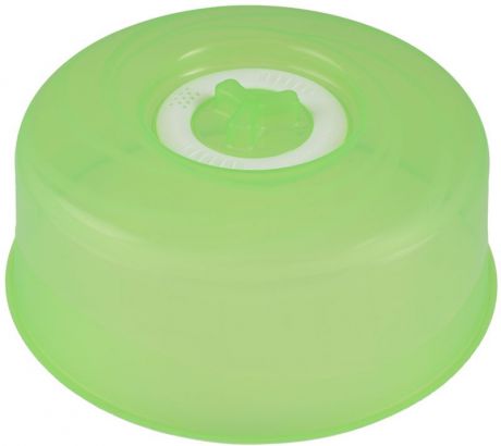 Крышка для СВЧ Plastic Centre "Galaxy", с паровыпускным клапаном, цвет: зеленый, прозрачный, диаметр 25 см