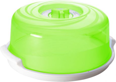 Крышка для СВЧ Plastic Centre "Galaxy", с паровыпускным клапаном, с поддоном, цвет: зеленый, прозрачный, диаметр 25 см