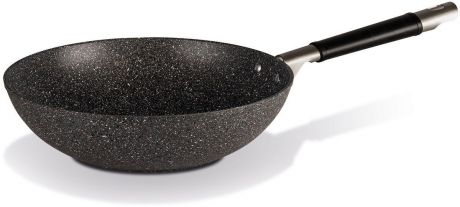Сковорода-вок TVS "Gran Gourmet", с антипригарным покрытием, цвет: черный. Диаметр 28 см