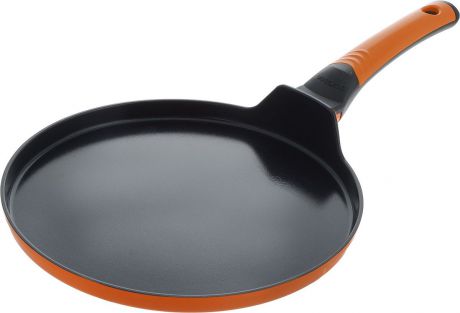 Сковорода для блинов "Oursson", с керамическим покрытием, цвет: оранжевый. Диаметр 26 см