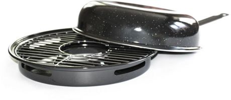Сковорода "Гриль-газ" с крышкой, с решеткой-гриль, с эмалированным покрытием, с мраморной крошкой. Диаметр 32 см. D-518
