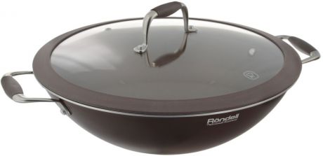 Сковорода-вок Rondell "Mocco" с крышкой, с антипригарным покрытием. Диаметр 32 см