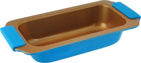 Форма для выпечки "Travola", с силиконовыми ручками, цвет: золотистый, голубой, 28,3 х 14,5 х 5,5 см. KCM9380H