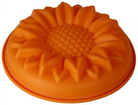 Форма для выпечки и заморозки Regent Inox "Ромашка", силиконовая, цвет: оранжевый, 28 х 28 х 6 см