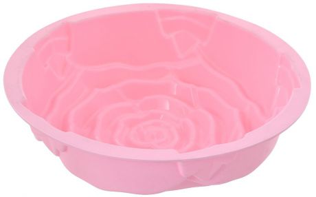 Форма для выпечки Mayer & Boch "Роза", силиконовая, цвет: розовый, диаметр 25 см