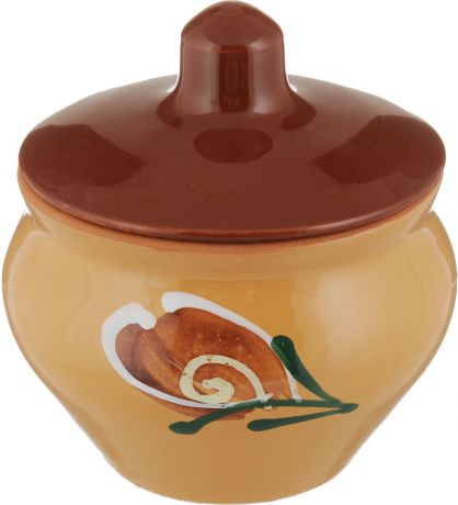 Горшок для запекания Борисовская керамика "Малютка", цвет: бежевый, коричневый, 200 мл