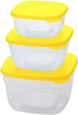 Комплект емкостей для СВЧ Plastic Centre "Galaxy", цвет: желтый, прозрачный, 3 шт
