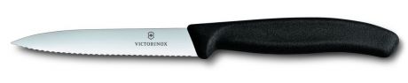 Нож для овощей Victorinox "SwissClassic", с серрейторной заточкой, цвет: черный, длина лезвия 10 см