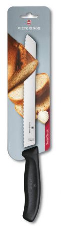 Нож для хлеба Victorinox "SwissClassic", цвет: черный, длина лезвия 21 см