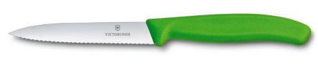 Нож для овощей Victorinox "SwissClassic", с серрейторной заточкой, цвет: зеленый, длина лезвия 10 см