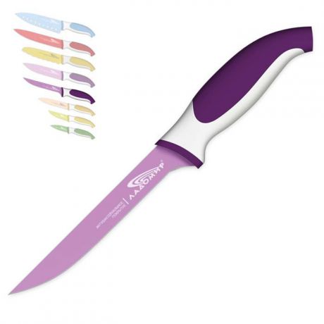 Нож разделочный "Ладомир", с антибактериальным покрытием, цвет: фиолетовый, 16 см