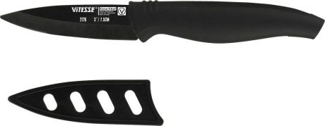 Нож для чистки и резки Vitesse "Cera-Chef", керамический, с чехлом, цвет: черный, длина лезвия 7,5 см