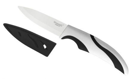 Нож поварской "Winner", керамический, с чехлом, цвет: черный, длина лезвия 14,5 см