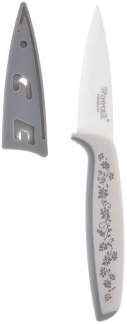 Нож для чистки "Winner", керамический, цвет: серый, белый, длина лезвия 7,3 см