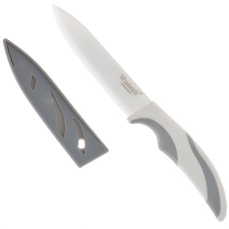 Нож универсальный "Winner", керамический, с чехлом, цвет: серый, длина лезвия 12,5 см