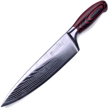 Нож поварской Mayer & Boch Domascus, цвет: красный, черный, серебристый, длина лезвия 20,5 см