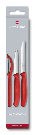 Набор ножей для овощей "Victorinox", цвет: красный, 3 шт