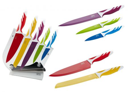Набор ножей Gipfel "Rainbow", на подставке, 6 предметов