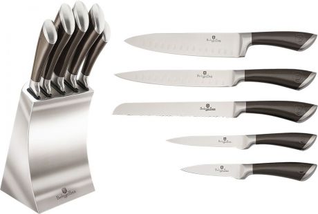 Набор ножей Berlinger Haus "Passion Line", на подставке, цвет: темно-серый, 6 предметов