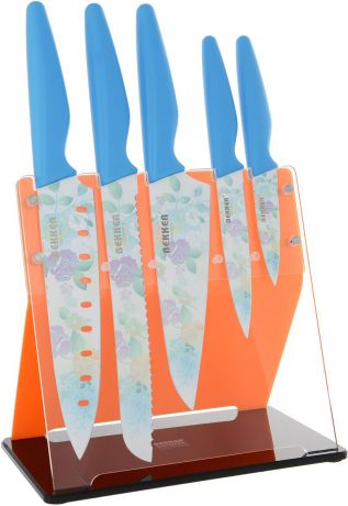 Набор ножей "Bekker", 6 предметов, цвет: голубой. BK-8446