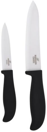 Набор ножей "Bohmann", с керамическими лезвиями, цвет: белый, черный, 2 шт