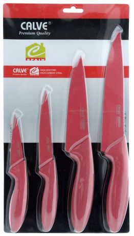 Набор ножей "Calve", цвет: красный, 4 шт. CL-3104