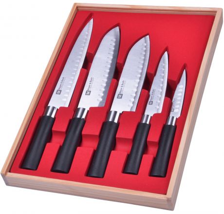 Набор ножей Mayer & Boch, цвет: серебристый, черный, 5 шт