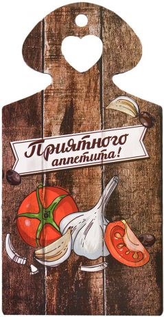 Доска разделочная "Приятного аппетита. Томаты", цвет: коричневый, зеленый, красный, 27 x 14 x 0,5 см