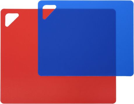Разделочная доска "Домашний Сундук", гибкая, цвет: красный, синий, 2 шт