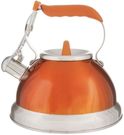 Чайник "Calve", со свистком, цвет: оранжевый, 2,7 л