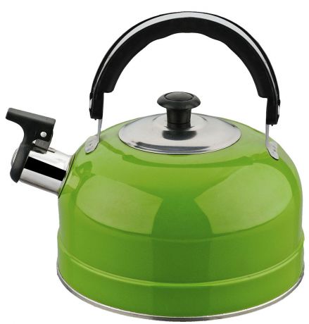 Чайник "Irit", со свистком, цвет: зеленый, 2,5 л